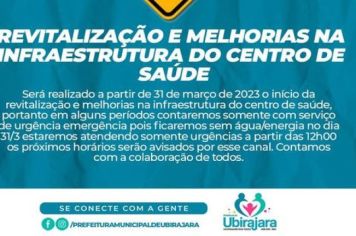 Revitalização e melhorias na infraestrutura do centro de saúde.