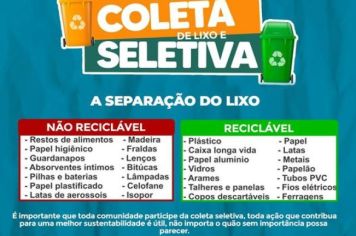 Coleta seletiva está sendo realizada duas vezes por semana.