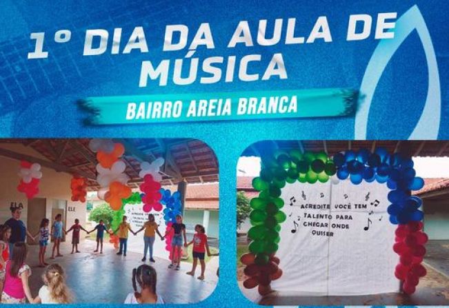 1ºDia de aula de música Bairro Areia Branca.