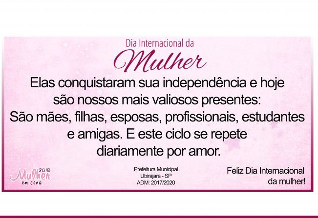 Mensagem do prefeito Zica e da Vice Adriana pelo Dia Internacional da Mulher