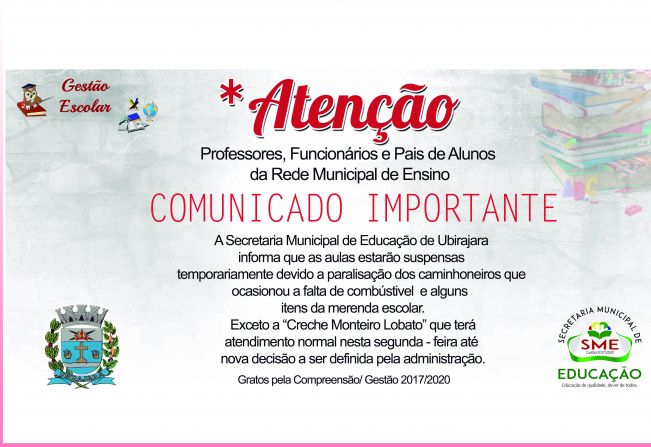  Rede Municipal de Ensino tem aulas suspensas temporariamente 